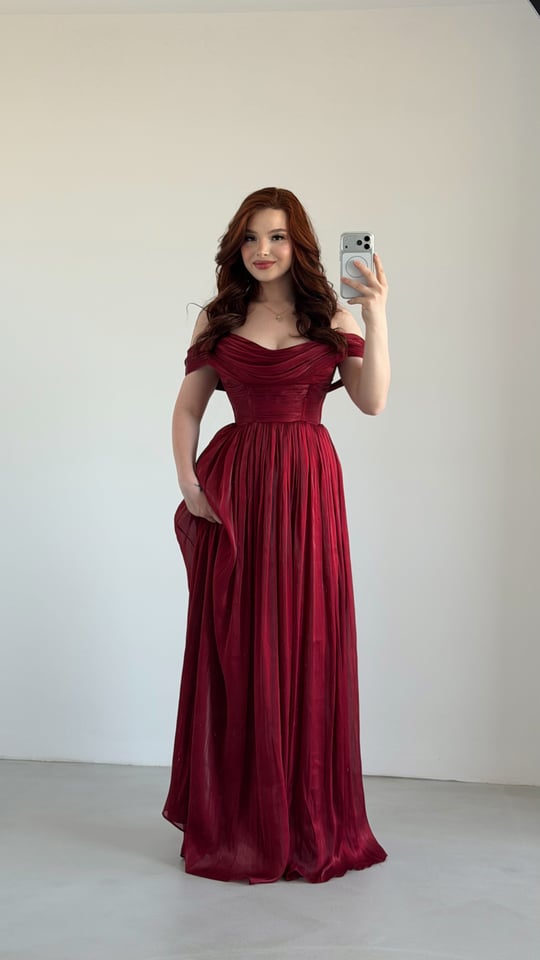 Maybe Maxi Degaje Abiye Bordo