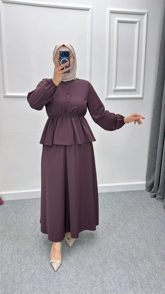 Mürdüm Beli Lastikli Etekli Takım