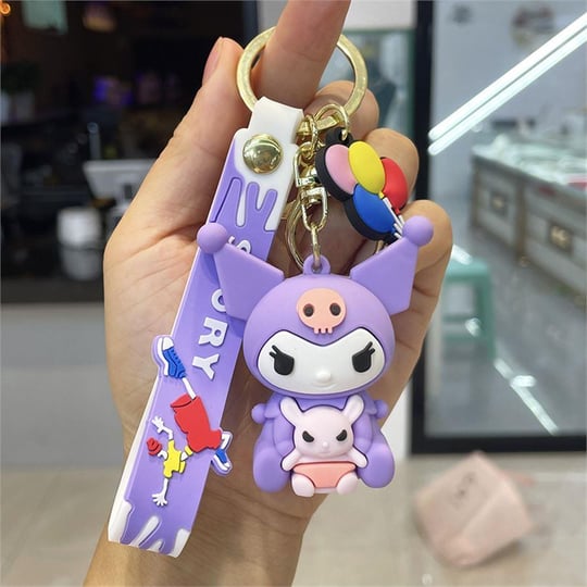 Lila Anime Kuromi - Pet Friend Silikon Anahtarlık