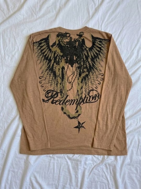 Açık Kahverengi Retro Redemption Cross Cyber Grunge Y2K Unisex Sweatshirt