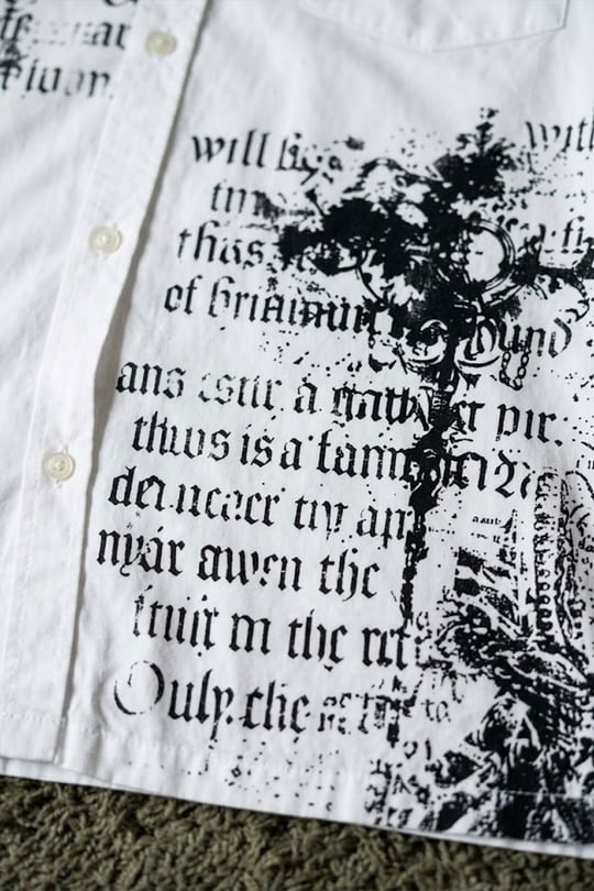 Beyaz Skull Gotik Siyah Zincir Baskılı Kravatlı Grunge Y2K Unisex Uzun Kollu Gömlek