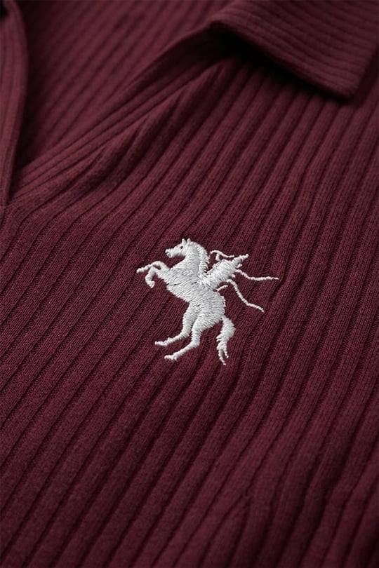 Bordo Polo Ribana Y2K Çıtçıtlı Body