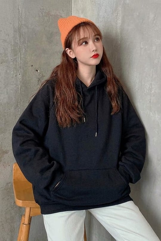 Siyah Oversize Kalın Kapüşonlu Y2K Unisex Sweatshirt