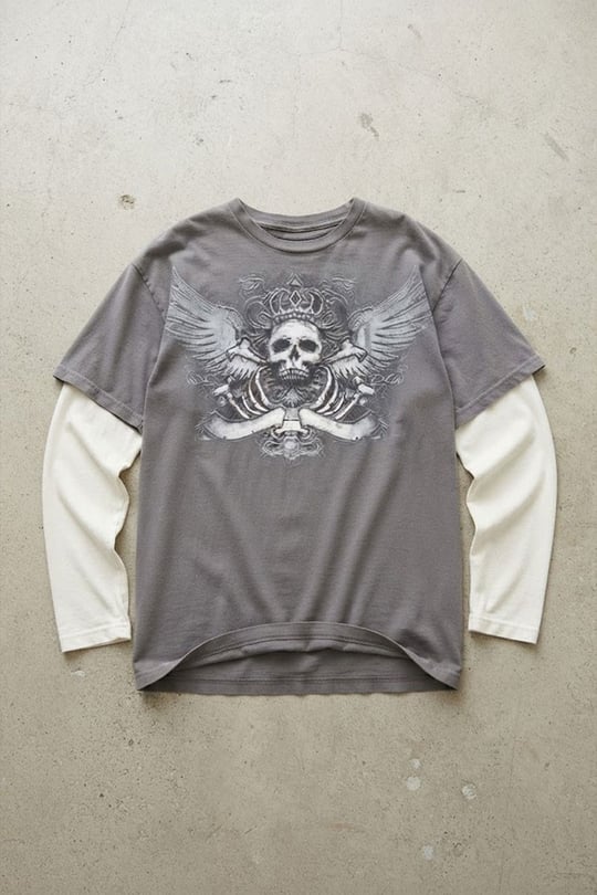 Füme King Skull Gotik Beyaz Kollu Unisex Sweatshirt
