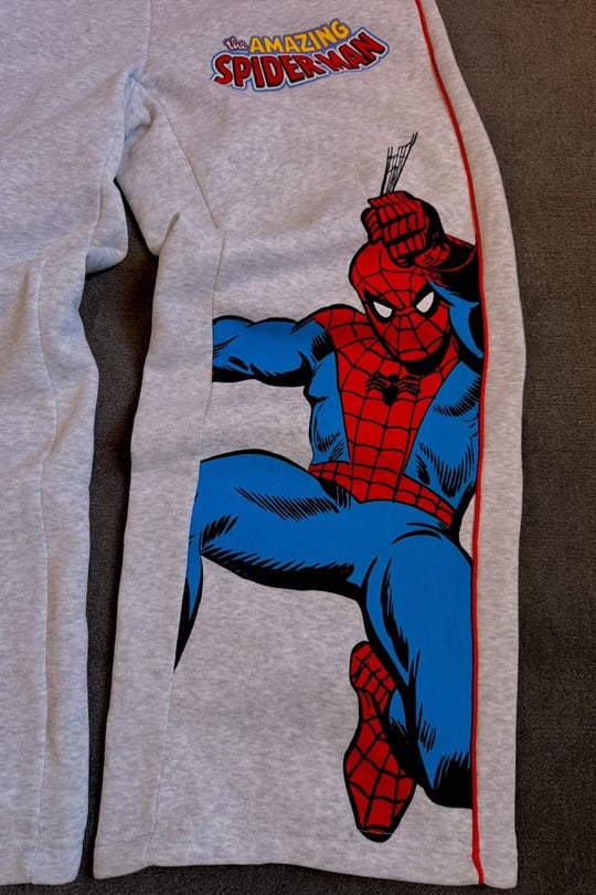 Gri Melanj Always Amazing Spider Kırmızı Şeritli Unisex Eşofman Altı