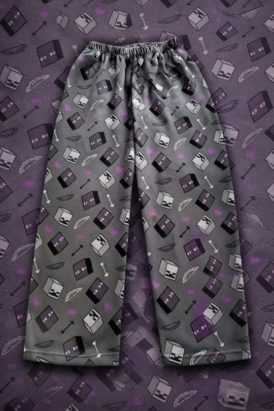 Gri Minecraft Enderman Beli Lastikli Y2K Eşofman