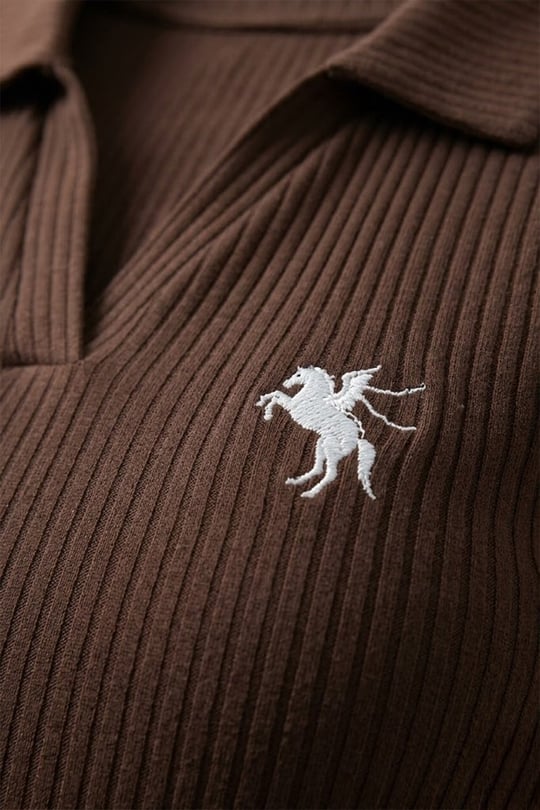 Kahverengi Polo Ribana Y2K Çıtçıtlı Body