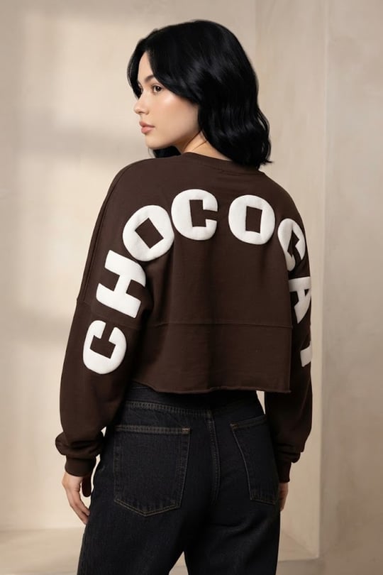 Koyu Kahveregni CHOCOCAT Y2K Crop Sweatshirt