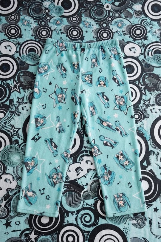 Mavi Hatsune Miku Anime Beli Lastikli Y2K Eşofman