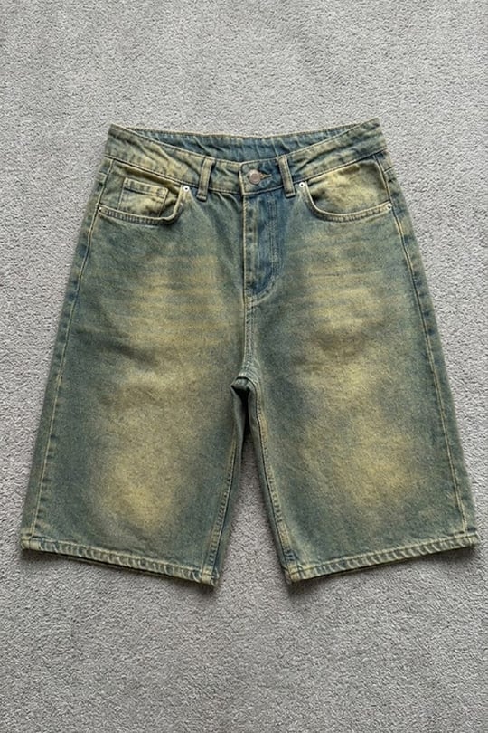 Mavi Sarı Eksitme Düz Y2K unisex Baggy Şort