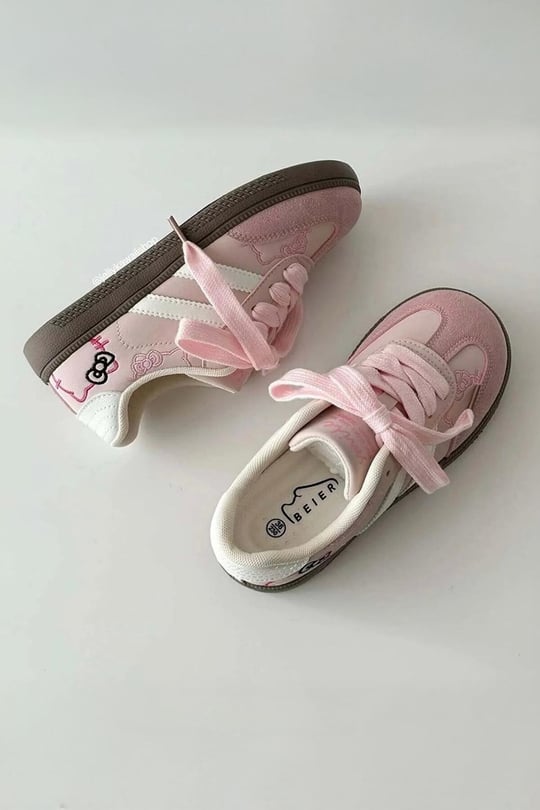 Pembe Hello Kitty Nakışlı Kawaii Y2K Sneaker Ayakkabı