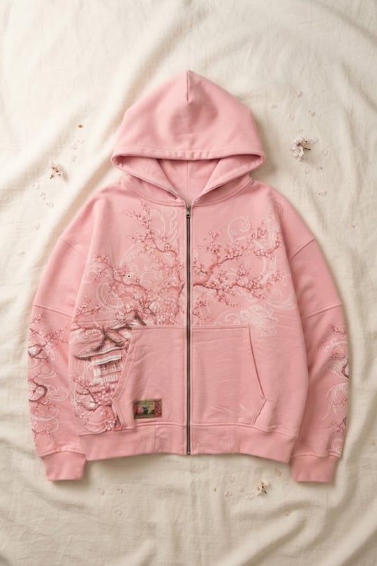 Pembe Sakura Japonic Harajuku Y2K Unisex Hırka