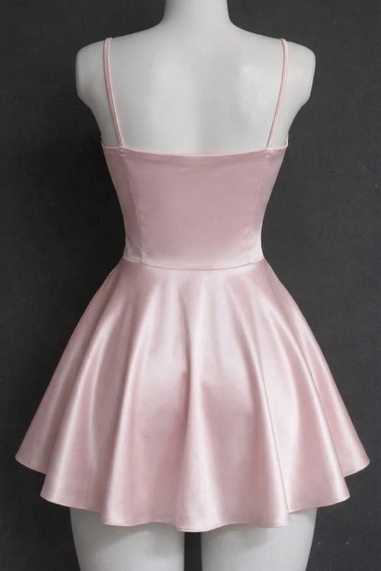 Pembe Saten Drape Detaylı İp Askılı Elbise
