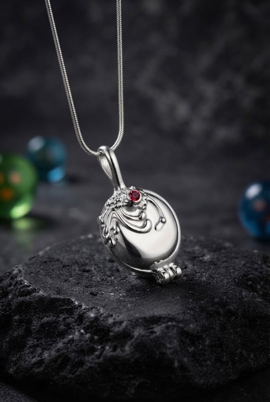 Silver Vervain Madalyon Kırmızı Taşlı Gotik Kolye