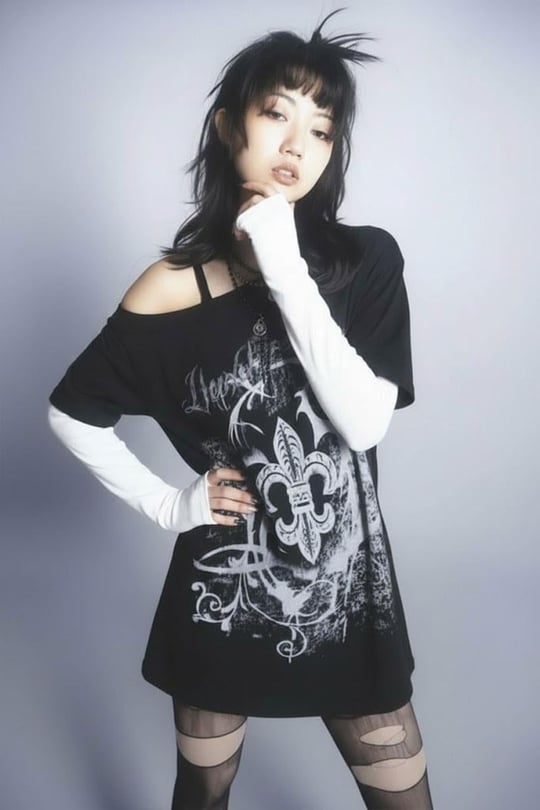 Siyah Abstract Pattern Beyaz Kollu Uzun Kollu Unisex T-shirt