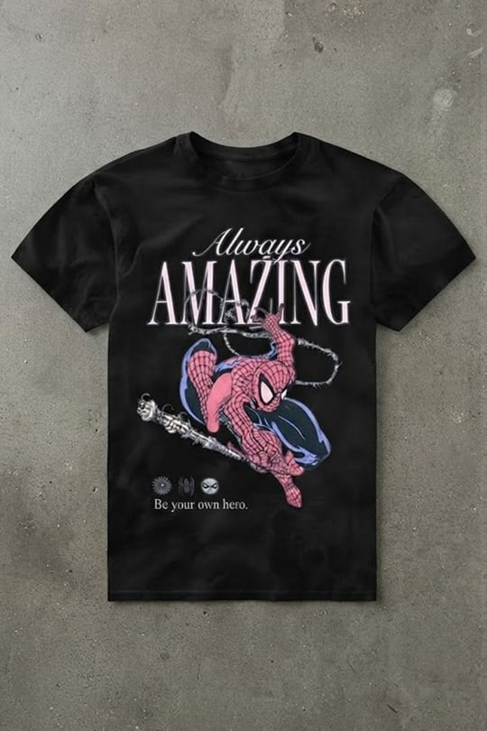 Siyah Always Amazing Spider Cartoon Unisex T-Shirt 