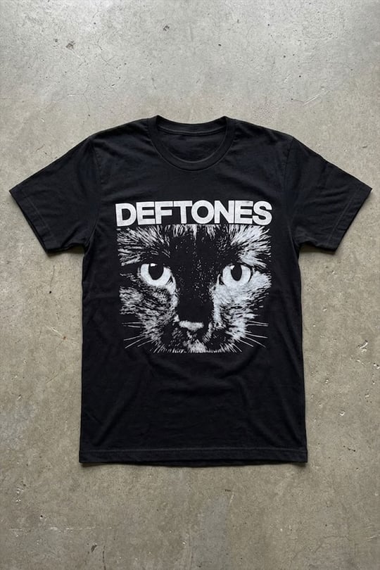 Siyah Deftones Cat Gotik Y2K Unisex T-Shirt