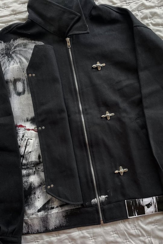 Siyah Deftones Entombed Kancalı Gabardin Grunge Gotik Y2K Unisex Ceket