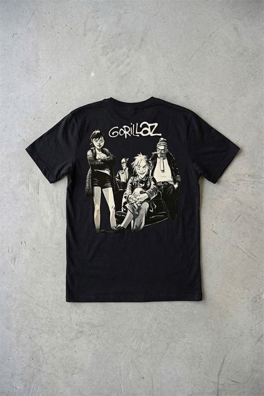 Siyah Gorilaz Unisex Y2K T-Shirt