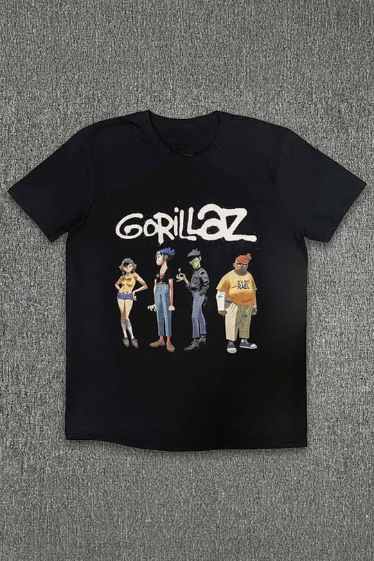 Siyah Gorillaz Characters Unisex T-Shirt