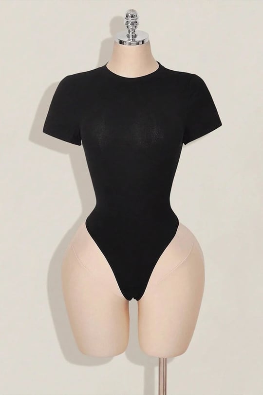 Siyah Gotik Skulls Control Transparan Kısa Kollu Çıtçıtlı Body