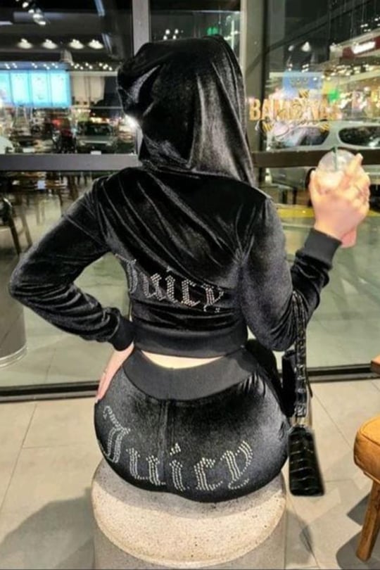 Siyah Juicy Kadife Pijama Takımı