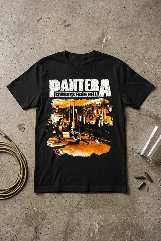 Siyah Pantera Cowboys From Hell Unisex Y2K T-Shirt