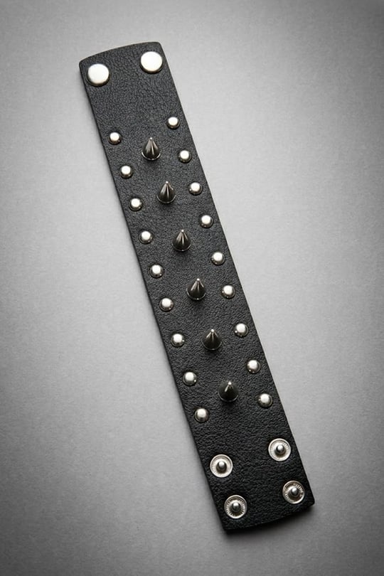 Siyah Piramitli Punk Zımbalı Gotik Deri Bileklik