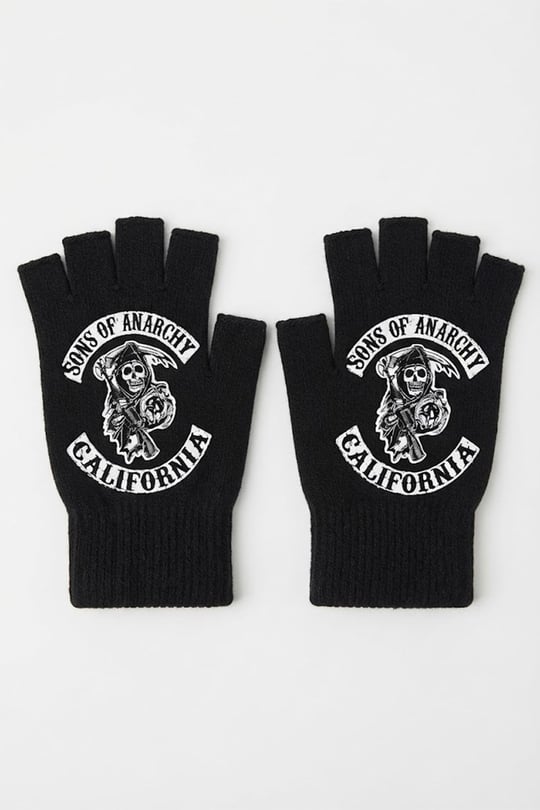 Siyah Sons of Anarchy California Kesik Parmak Unisex Eldiven