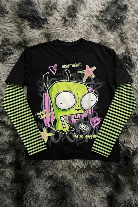Siyah Yeşil Kollu Invader Zim GIR 