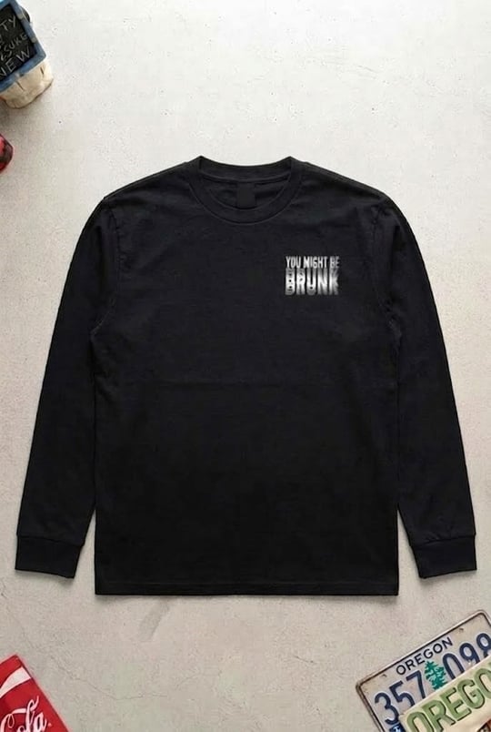 Siyah You Might Be Drunk Sırt Baskılı Y2K Crop Sweatshirt