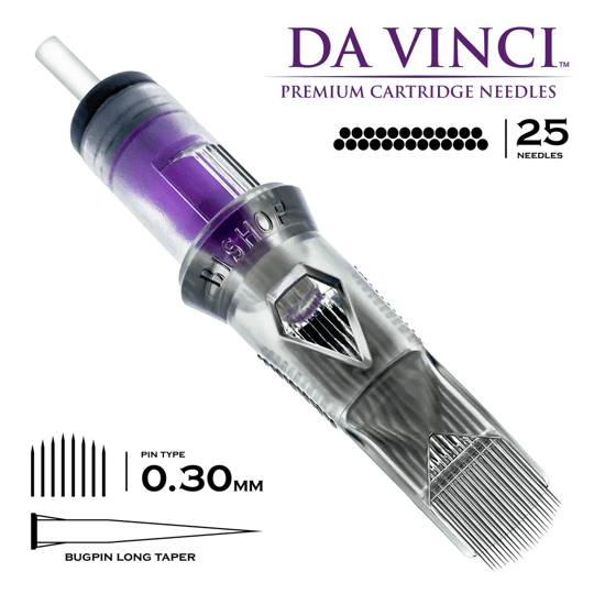 Bishop DaVinci V2 1025 CMLT 25CM Curved Magnum Bugpin Long Taper Kartuş Dövme İğnesi 20 Adet