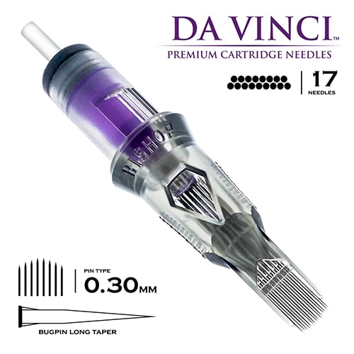 Bishop DaVinci V2 1017 CMLT 17CM Curved Magnum Bugpin Long Taper Kartuş Dövme İğnesi 20 Adet