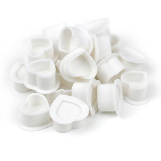 Dövme Silikon Kalp Boya Potası Beyaz 25x25 mm 100 Adet