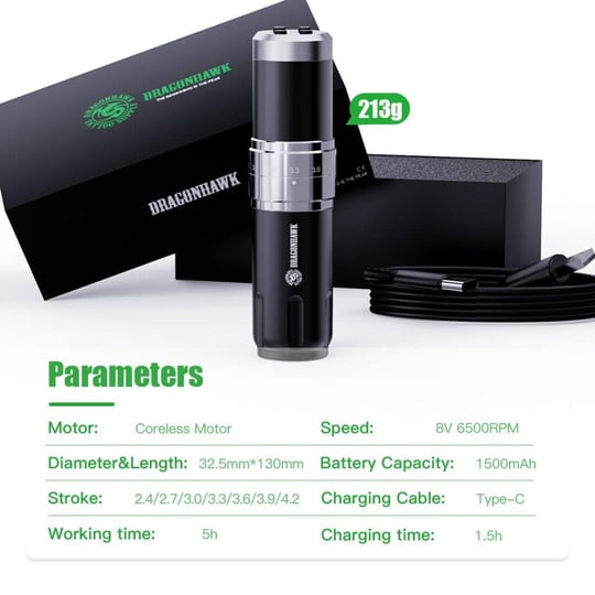 Mast Fold 3 Kablosuz Dövme Makinesi | 7 Stroke (2.4–4.2 mm)