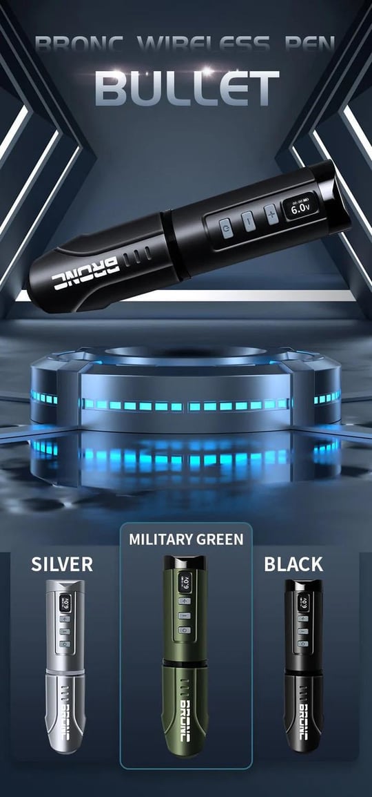 Bronc Bullet Kablosuz Pen Dövme Makinesi - Grey