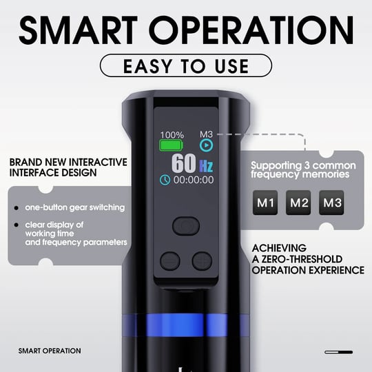 Mast Hertz 3.5 mm Kablosuz Dövme Makinesi (Ayarlanabilir Frekans)