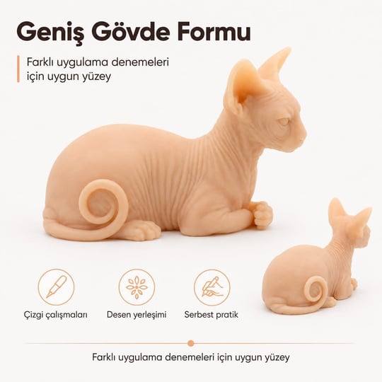 3D Kedi Şeklinde Dövme Deneme Derisi