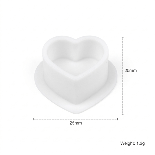 Dövme Silikon Kalp Boya Potası Beyaz 25x25 mm 100 Adet