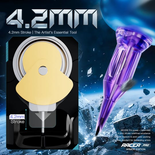 Mast Racer Pro Armor Edition Purple 4.2mm Stroke Kablosuz Dövme Makinesi - Mor