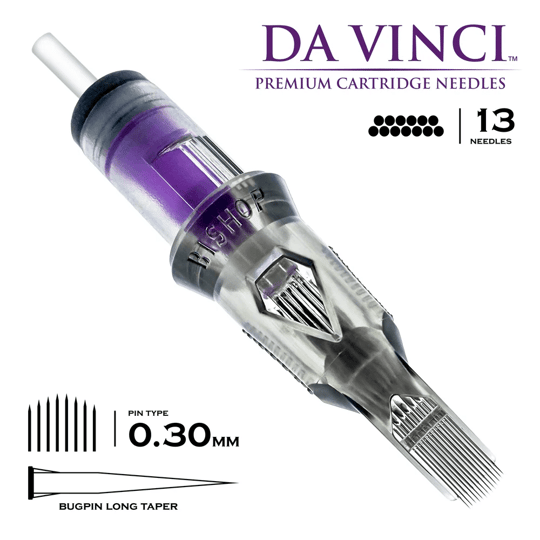 Bishop DaVinci V2 1013 CMLT 13CM Curved Magnum Bugpin Long Taper Kartuş Dövme İğnesi 20 Adet