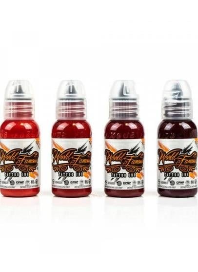Dima NBK Fire Red 4'lü Set - World Famous Ink Dövme Boyası - 1oz/30ml