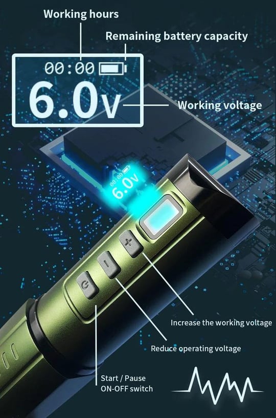 Bronc Bullet Army Green 3.5mm Stroke Kablosuz Pen Dövme Makinesi