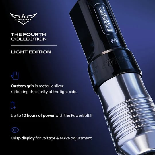 FK Irons Flux Max The Fourth Collection Light Edition 4.0mm Çift Bataryalı Kablosuz Dövme Makinesi - Gümüş-Siyah