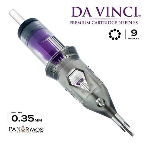 Bishop DaVinci V2 1209 RSLT 9 RS 0.35mm Round Shader Long Taper Kartuş Dövme İğnesi 20 Adet