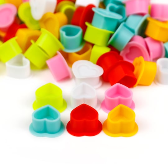Dövme Silikon Kalp Boya Potası Pembe 25x25 mm 100 Adet