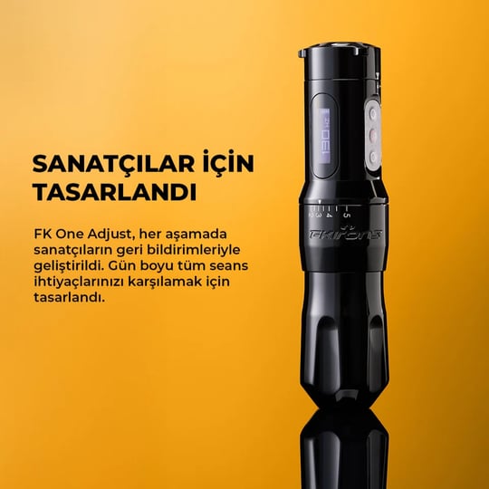 FK Irons One Adjust Gun Metal Ayarlanabilir Stroke 2.0-5.0mm Kablosuz Dövme Makinesi - Gümüş
