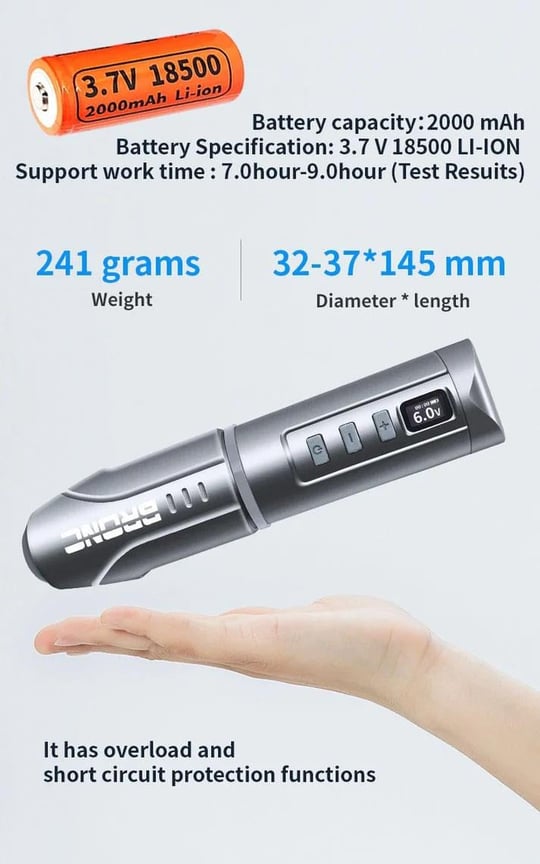 Bronc Bullet Kablosuz Pen Dövme Makinesi - Grey