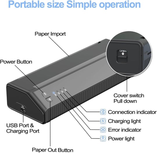 Termal Yazıcı A4 - Bluetooth Portable Printer - Prt4