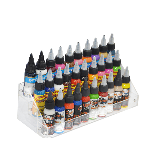 Akrilik Taşınabilir Boya Standı 3li sıra Şeffaf